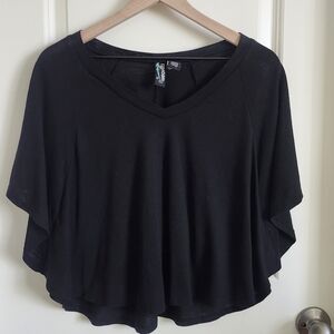 Black Relaxed Short Sleeve Blouse